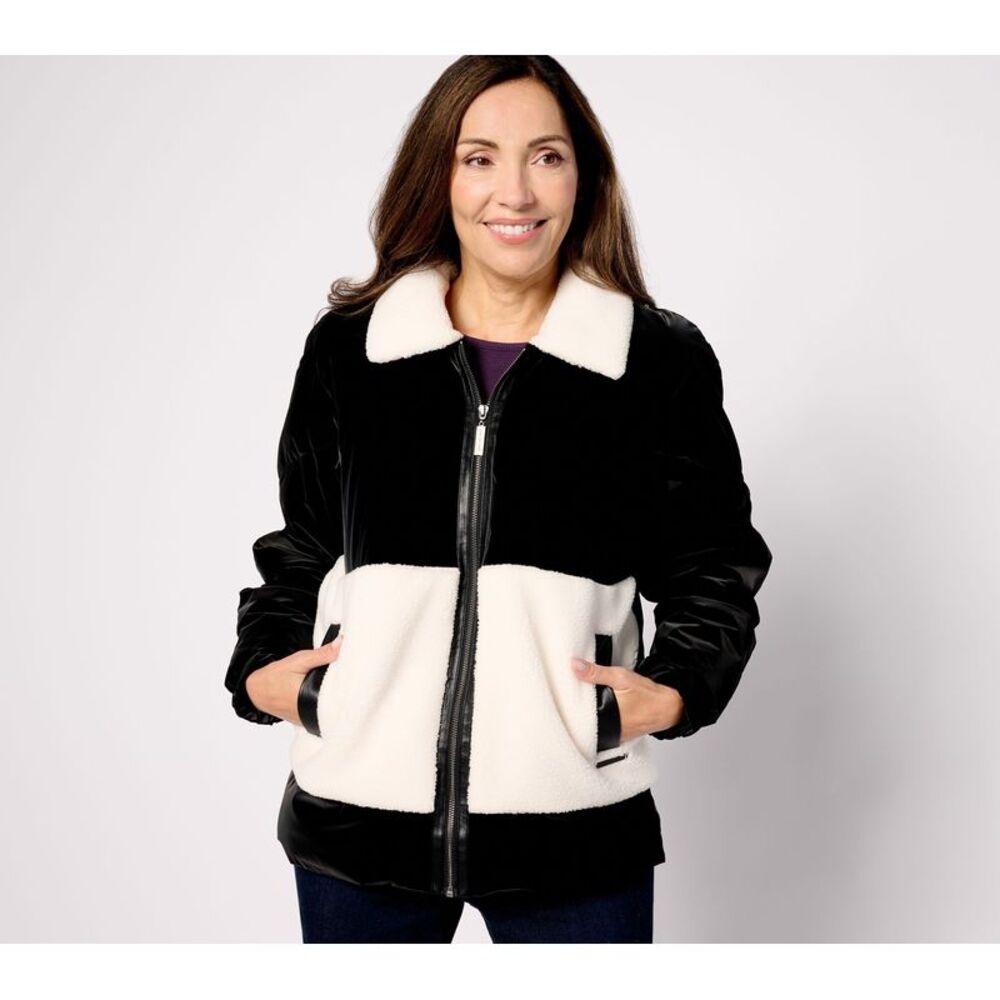 Peace Love World Women's Jacket Sz L Label Showstopper Coat Black A625702